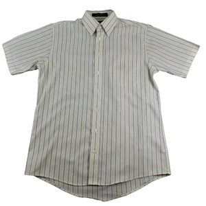 Stafford Men's Oxford Light Yellow with Blue Stripes size 15 1/2  ..  JH1047